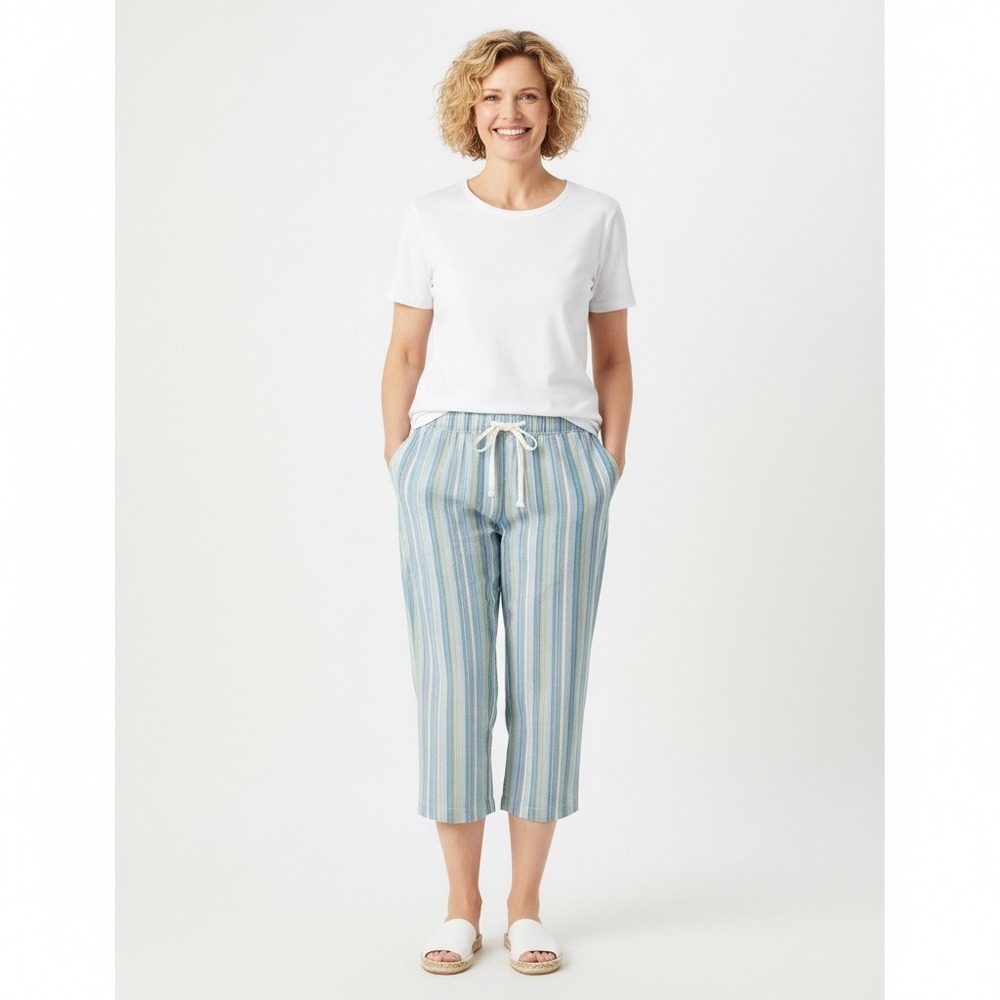 Blair Blue and White Striped Capris